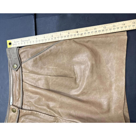 Tibi Brown 100% Lamb Leather Shorts Designer City Chic Classic Front Zip Lined 4 - Picture 12 of 15